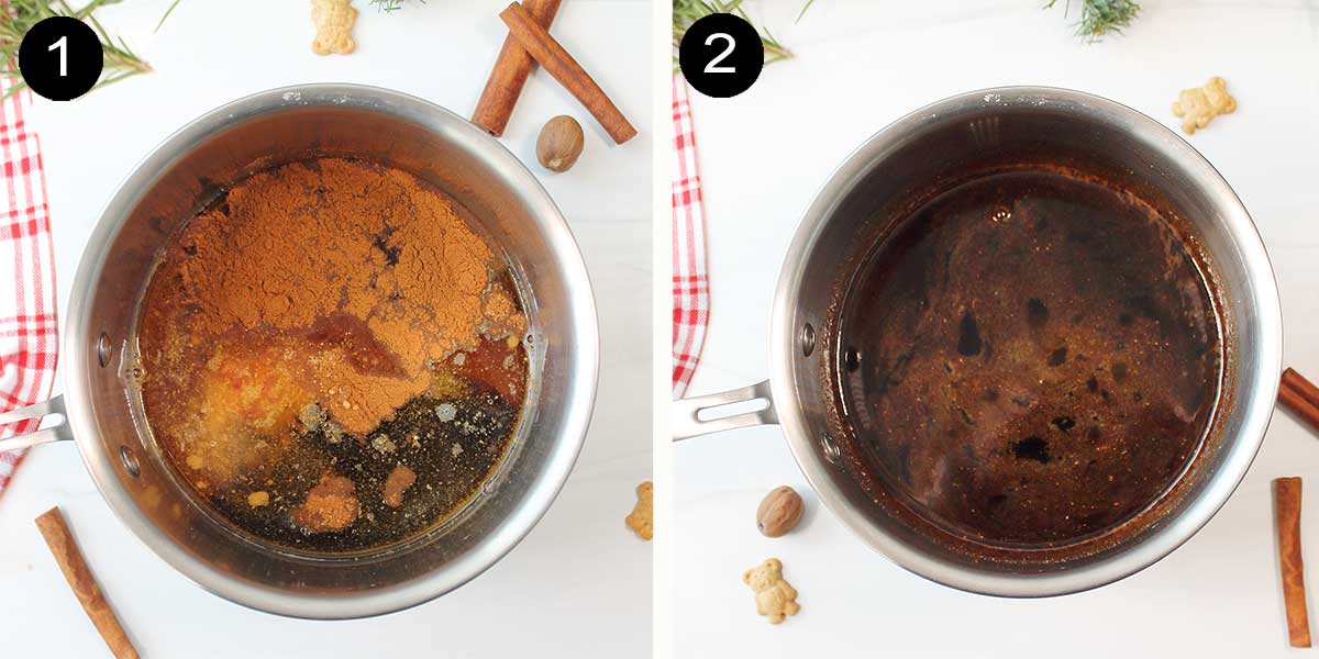 Steps to make gingerbread syrup.