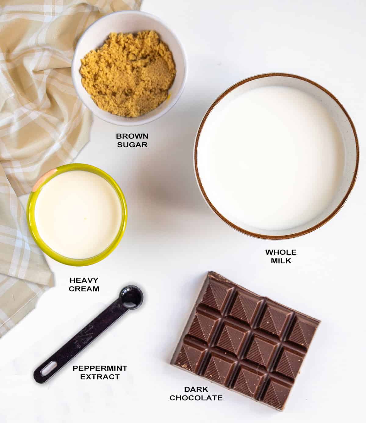 Ingredients for hot chocolate.