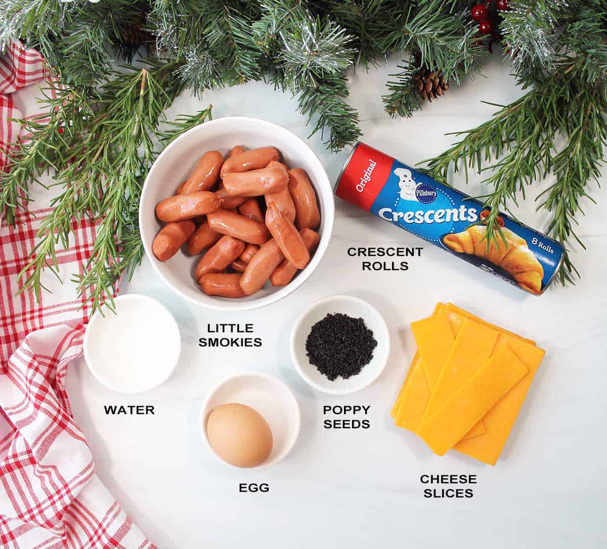 Ingredients for crescent roll appetizer.