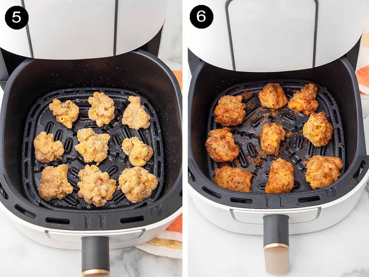 How to air fry mac and cheese balls steps.