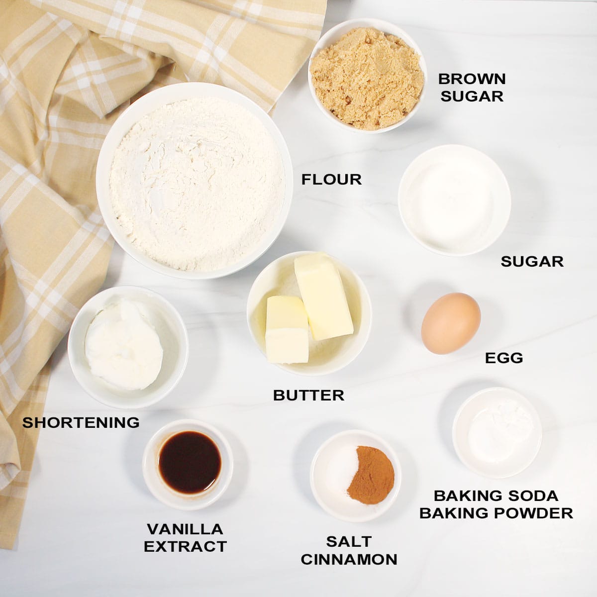 Ingredients for coffee cake cookies.