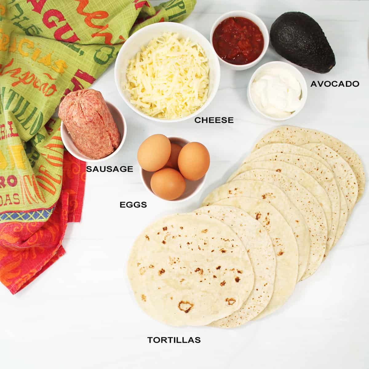 Ingredients for breakfast taquitos.