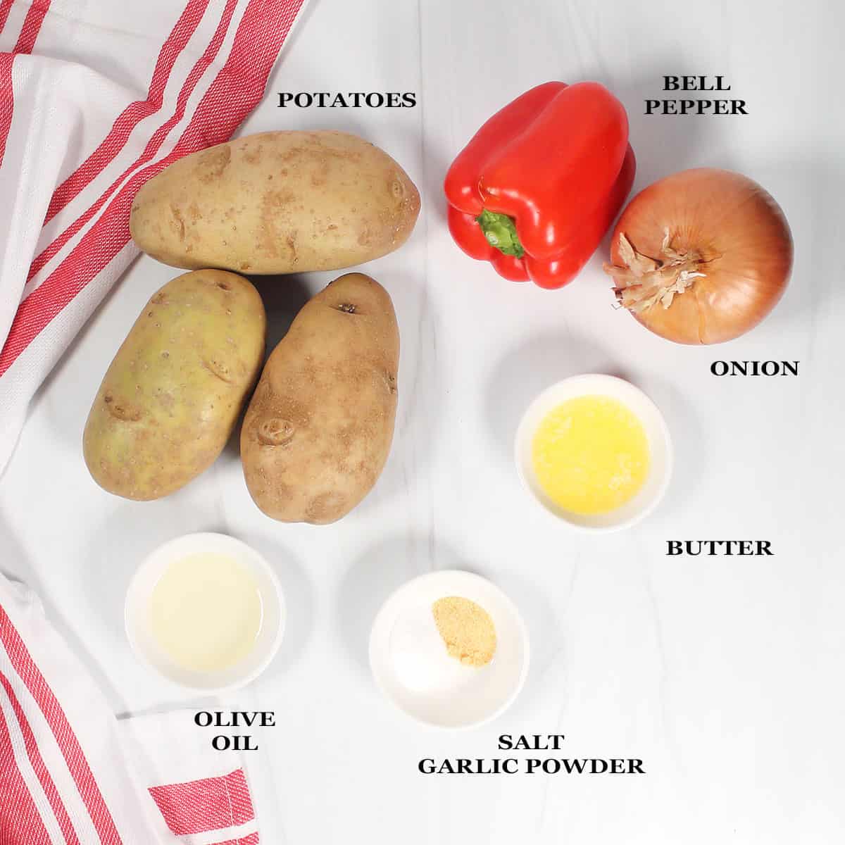 Air fryer breakfast potatoes ingredients.