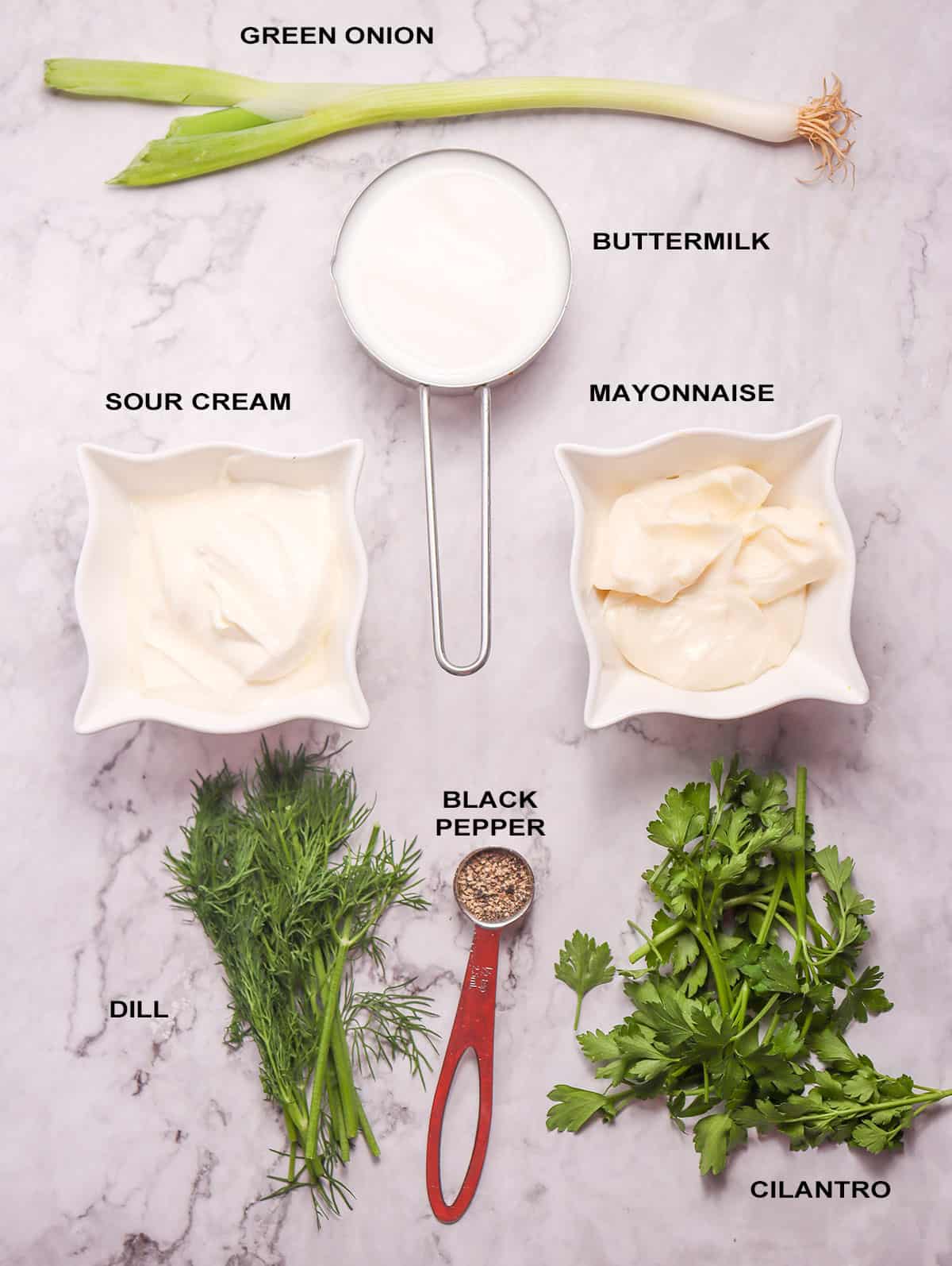 Ranch dressing ingredients.