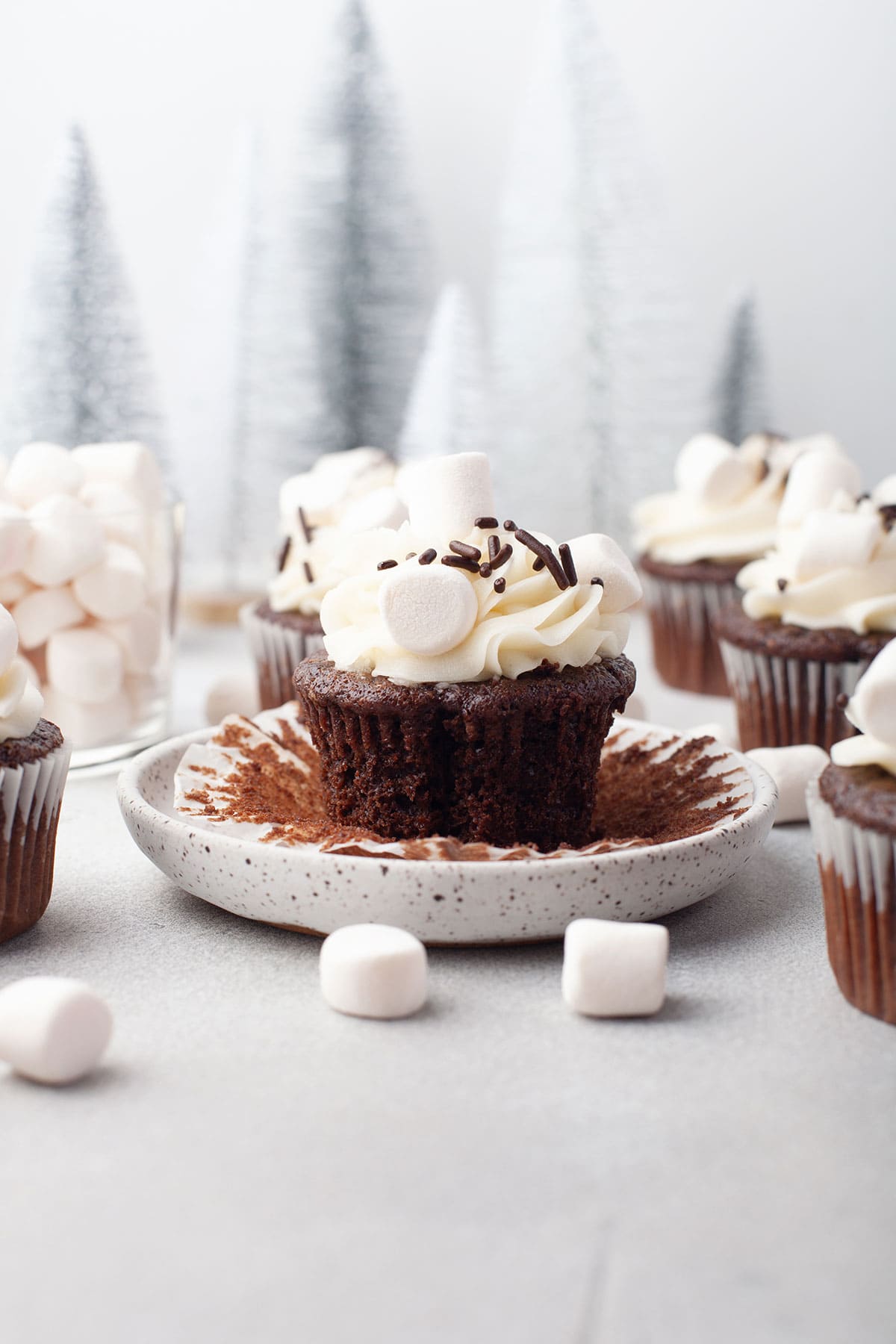 Cupcake with liner pulled back.