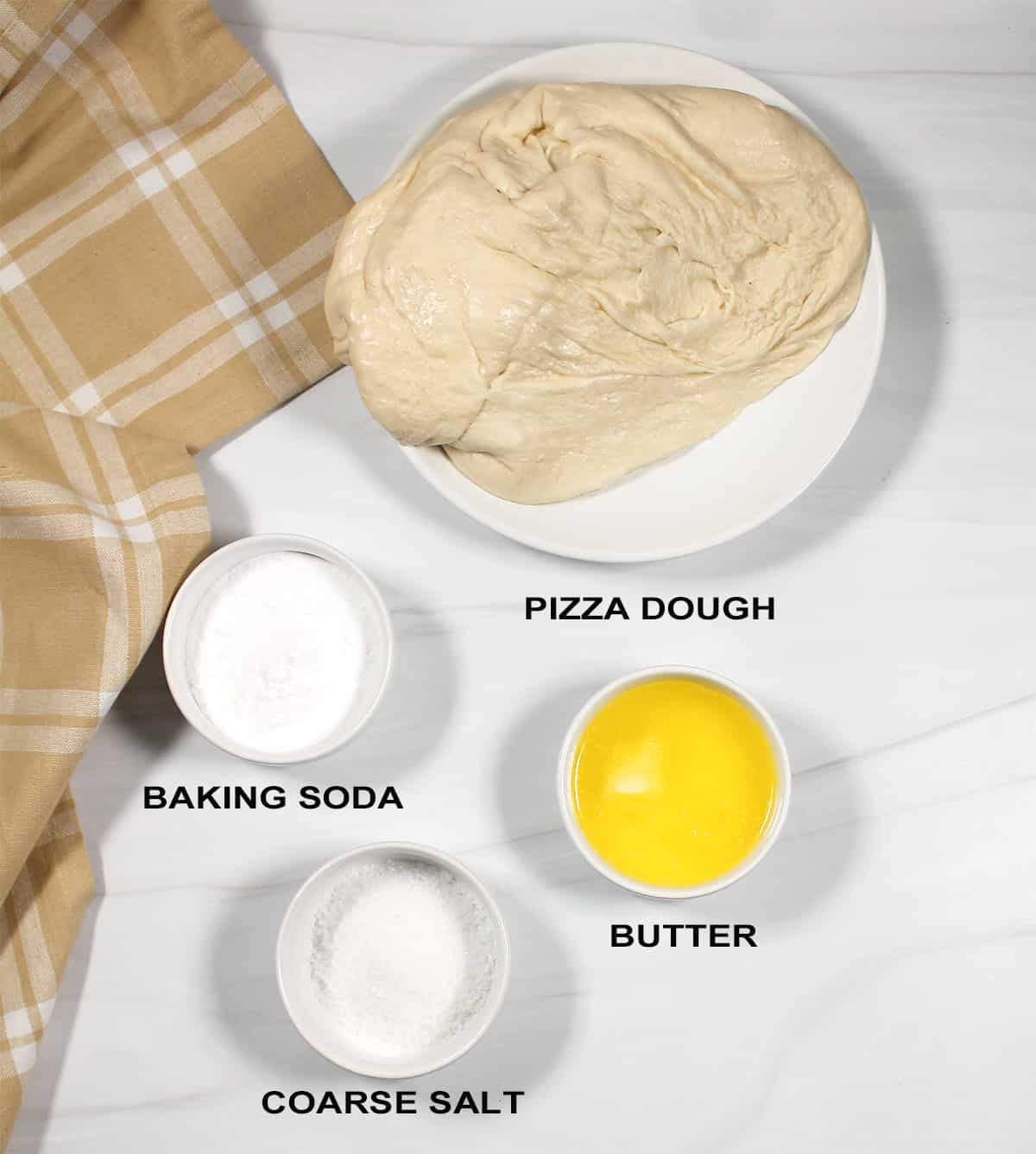 Pretzel bites with pizza dough ingredients.
