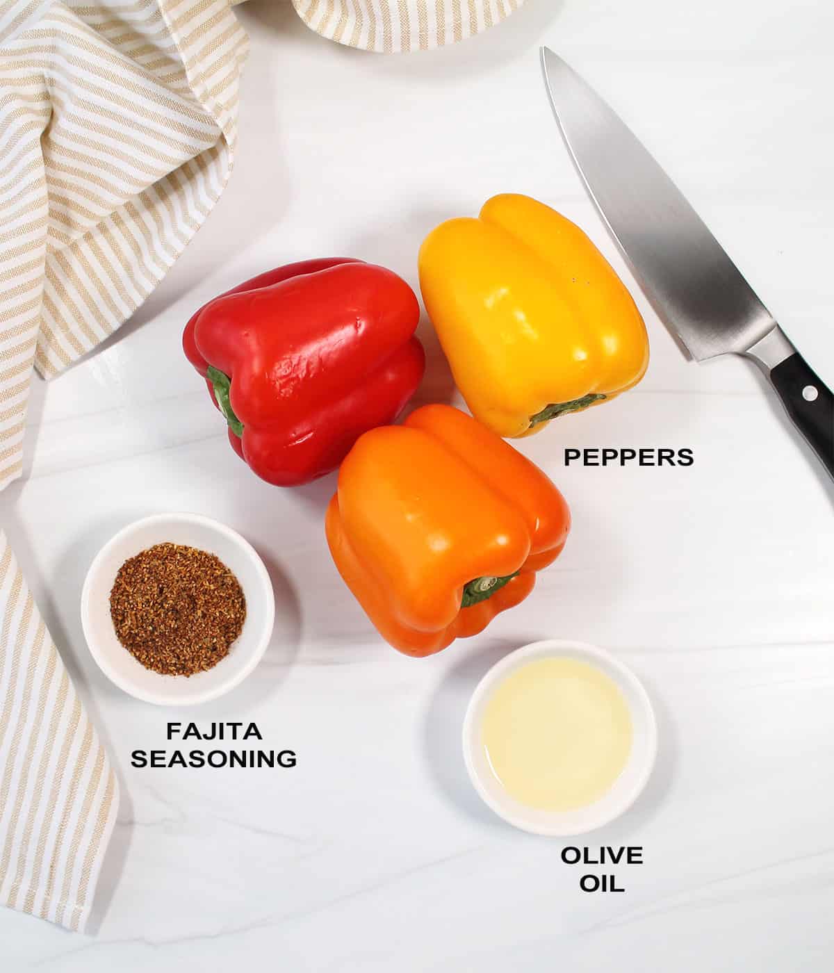 Ingredients for bell peppers in air fryer.
