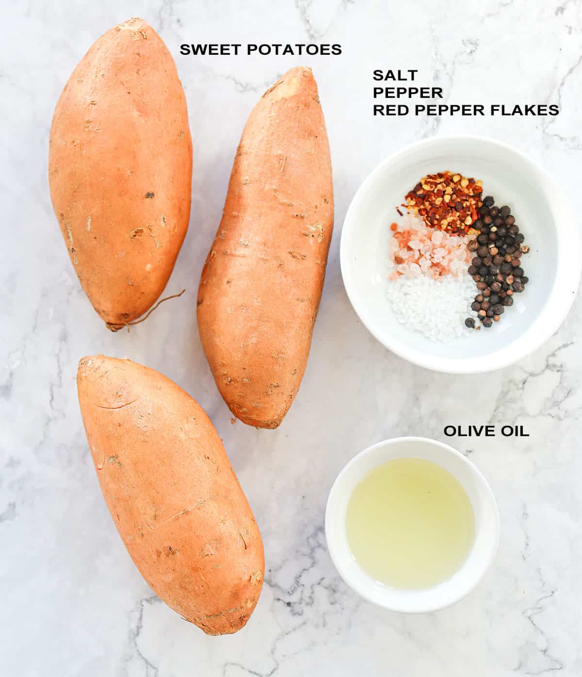 Ingredients for sweet potato fries.