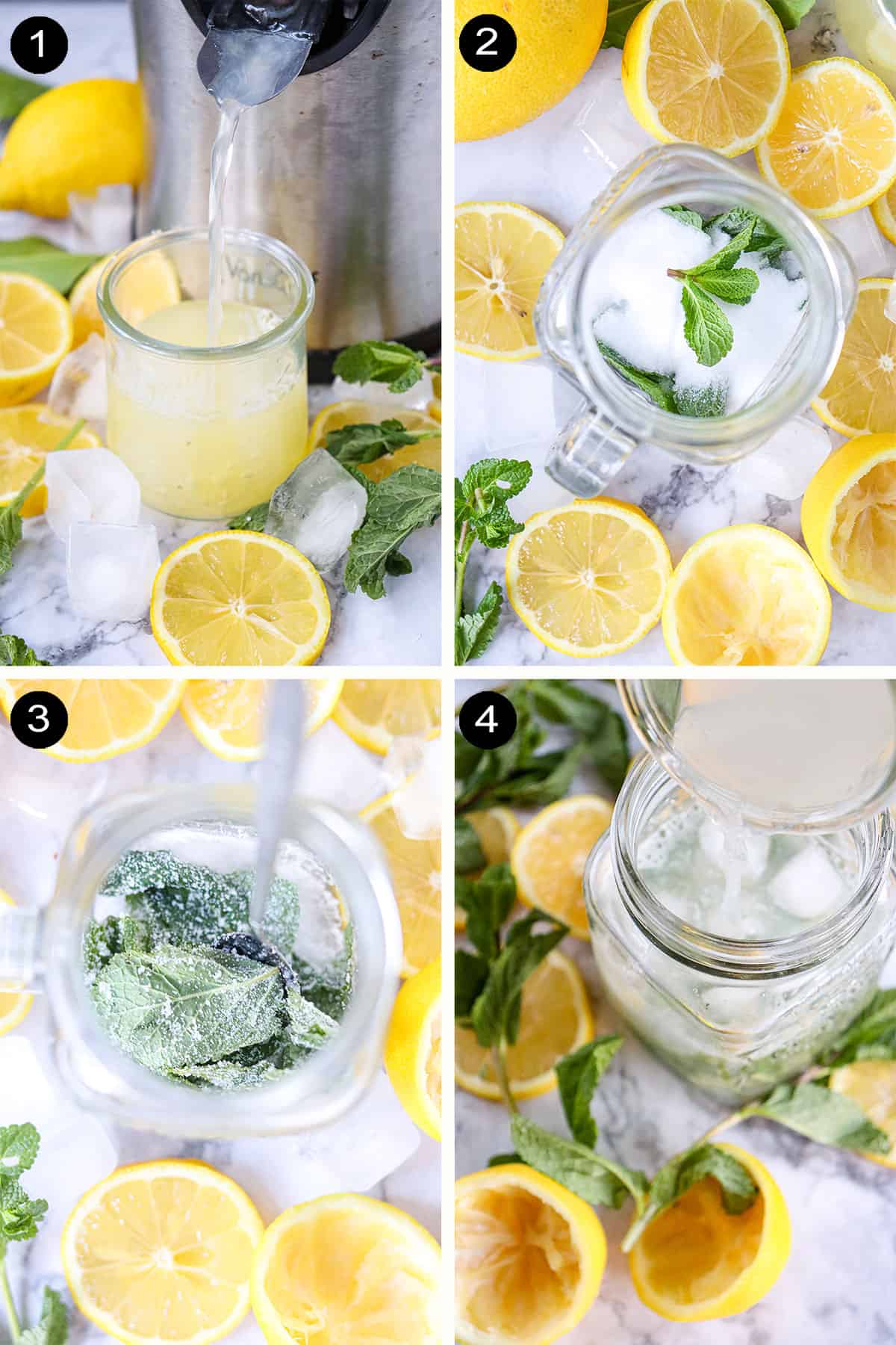 Prep steps for virgin mojito.