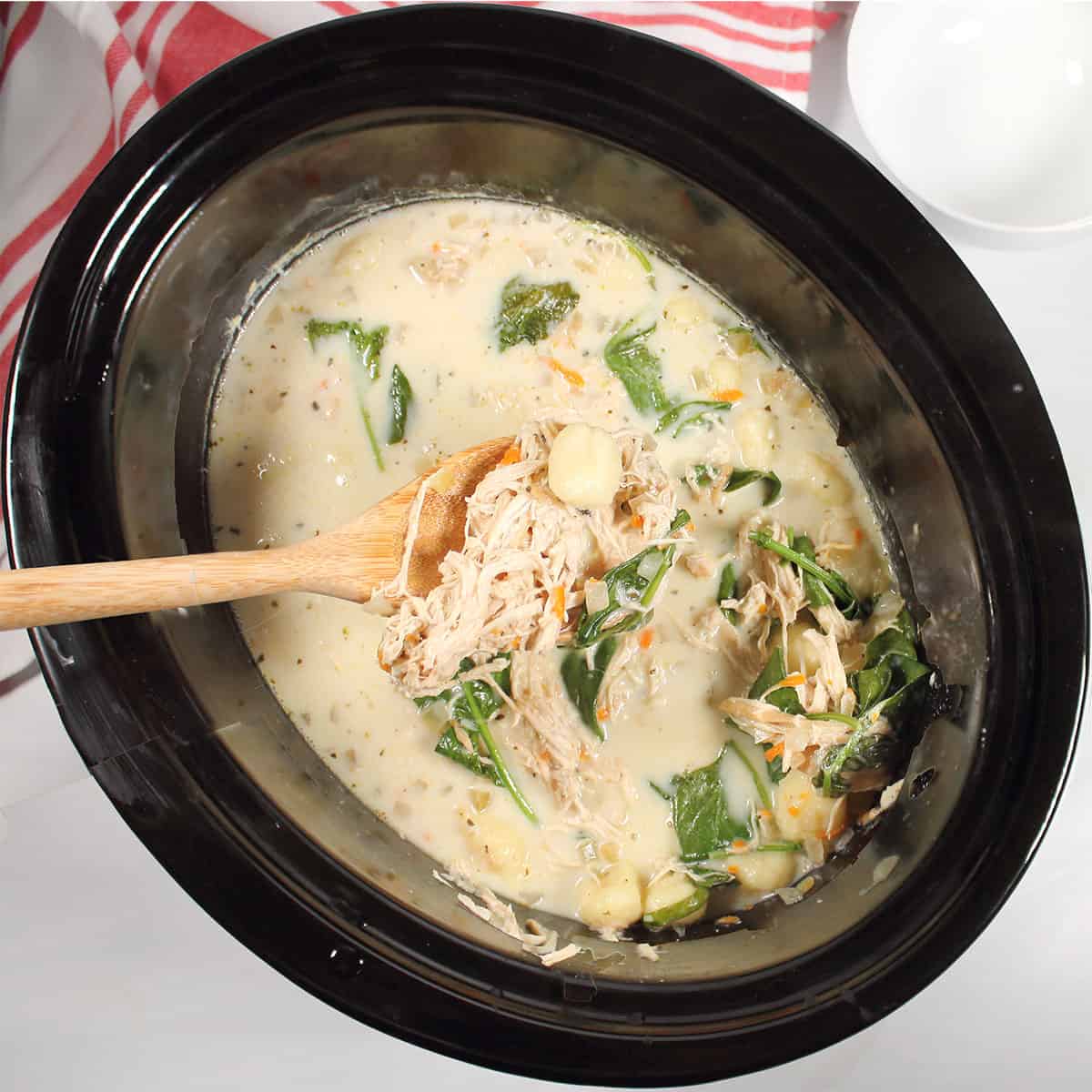 Finished soup in crock pot.