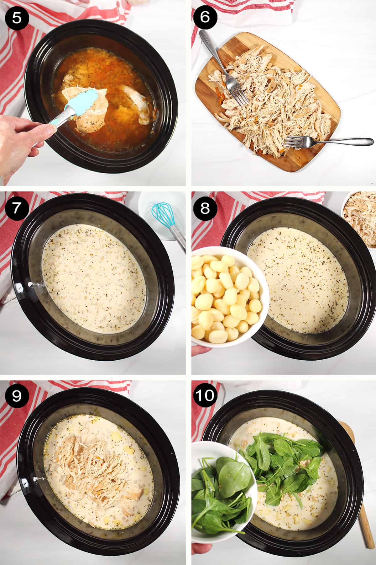 Finishing steps on how to make chicken gnocchi soup.
