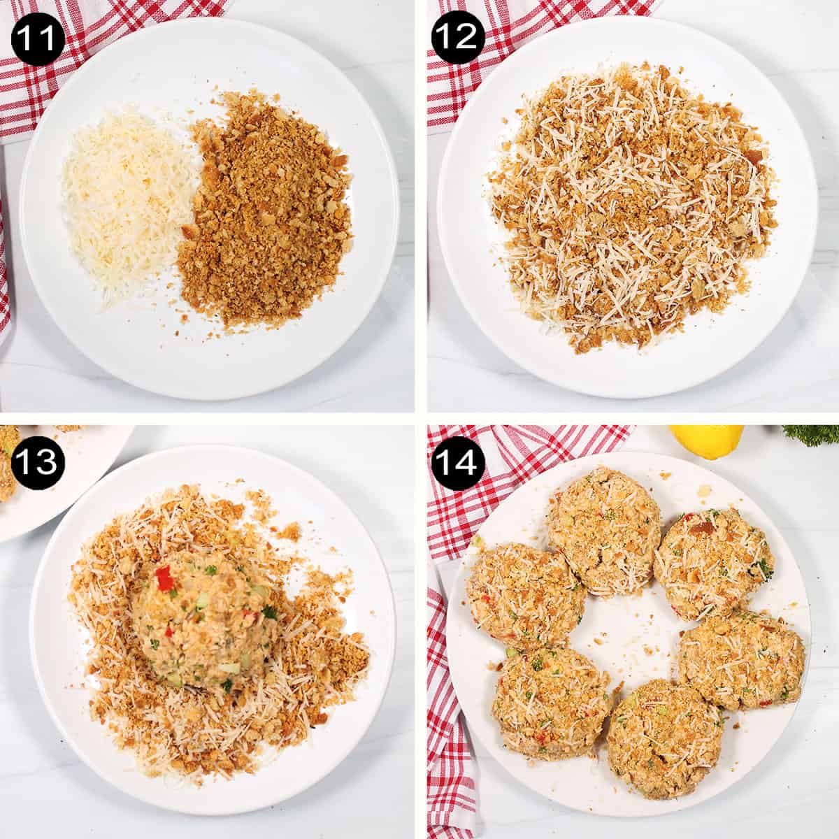 Steps to form air fryer salmon burgers.