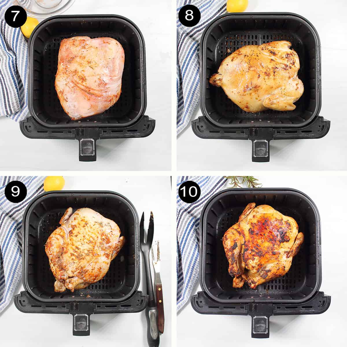 How to air fry a whole frozen chicken.