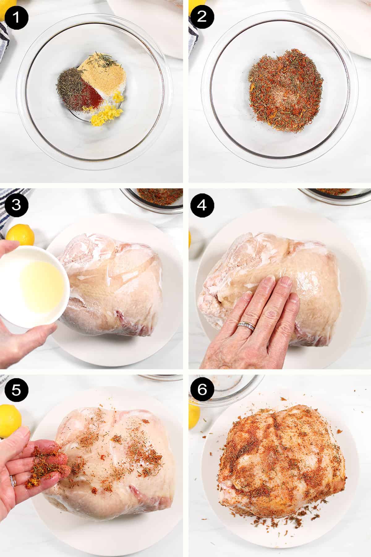 Prep steps for preparing chicken for air fryer.