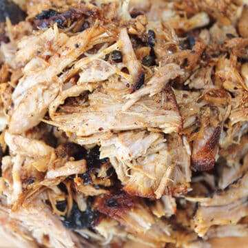 Closeup of pulled pork.