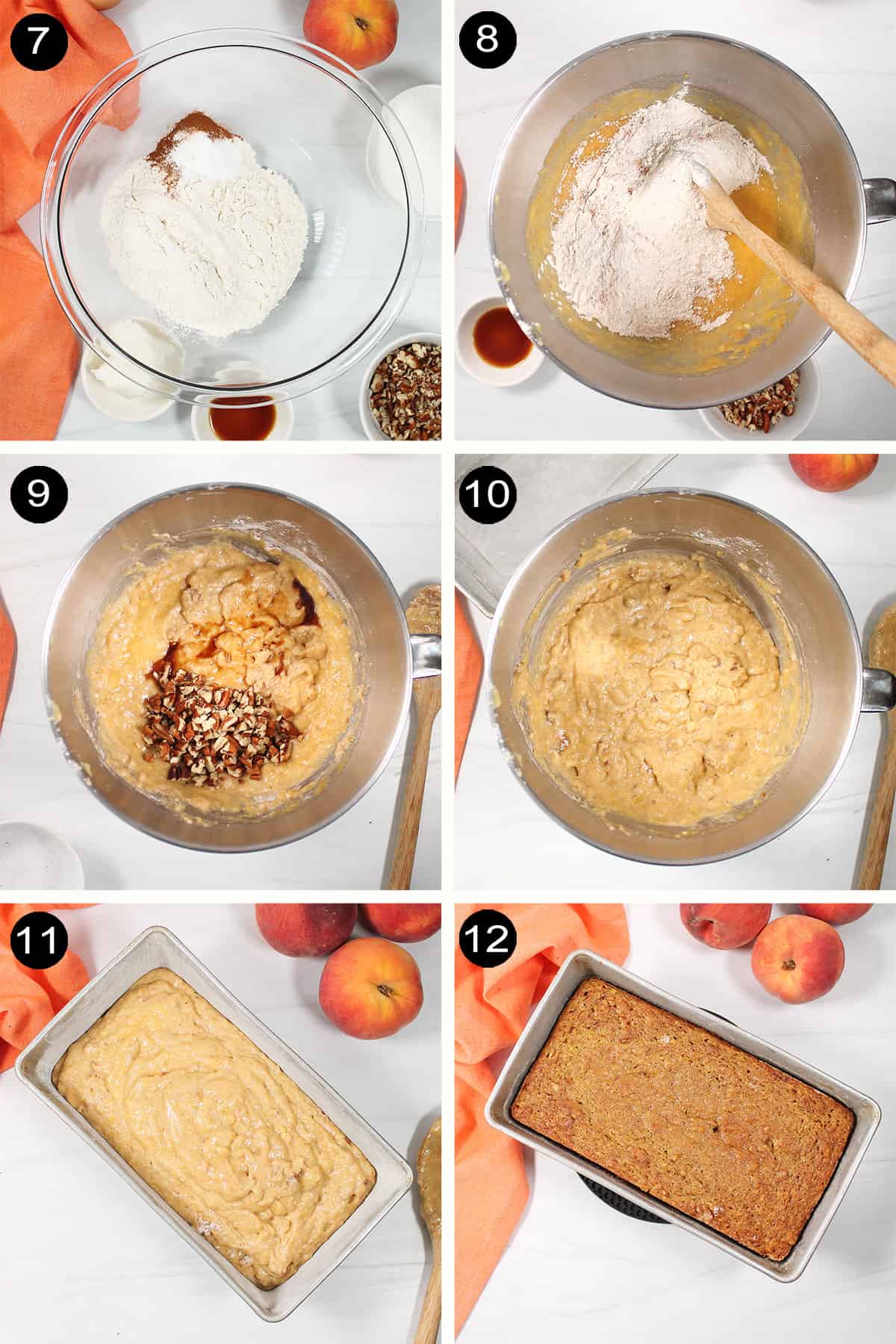 Finishing steps for peach bread recipe.
