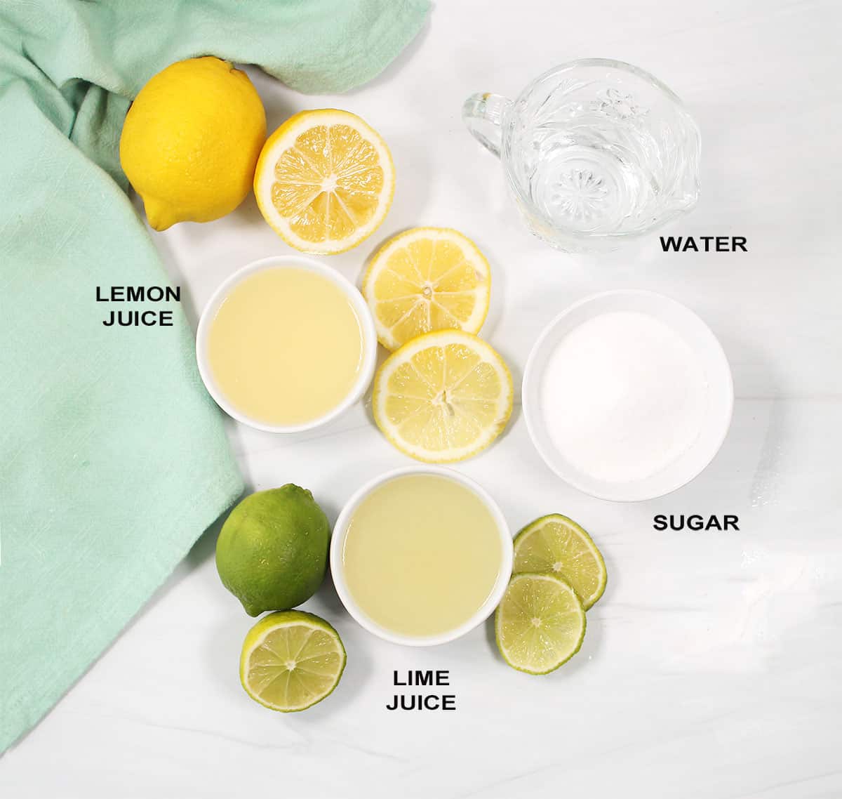 Ingredients for cocktail mix.
