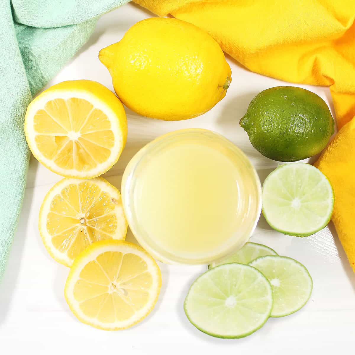 Overhead of sweet and sour cocktail mix.