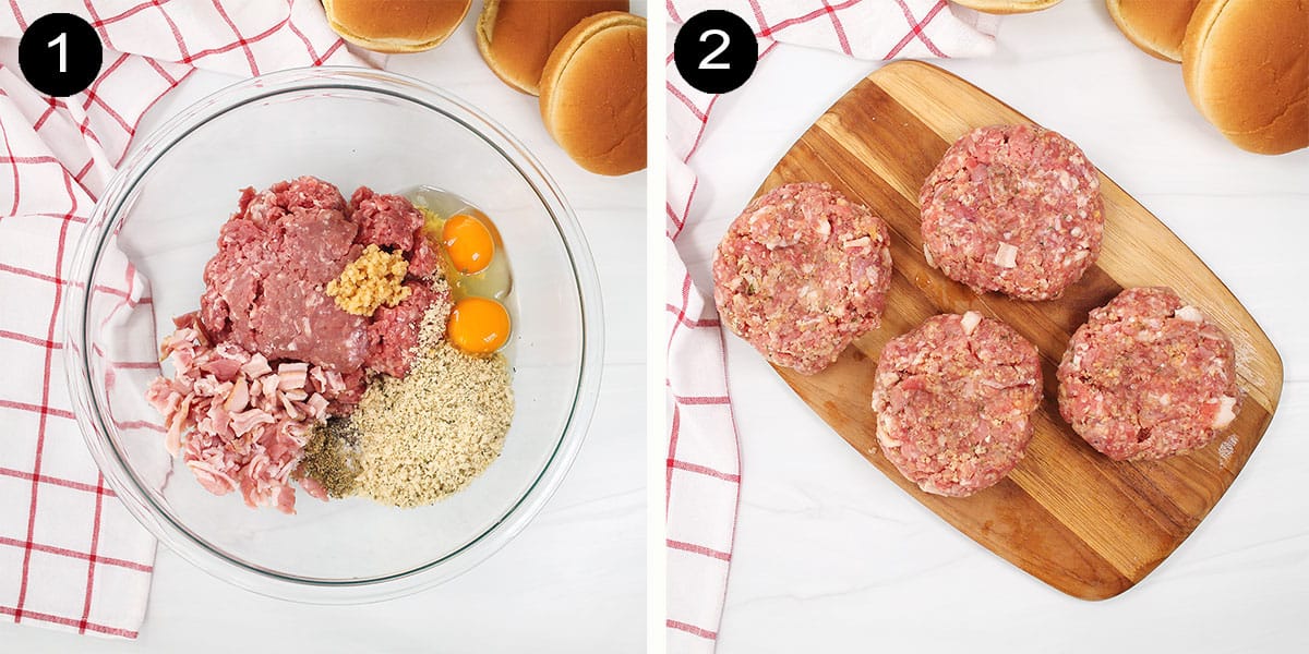 Making pork patties.