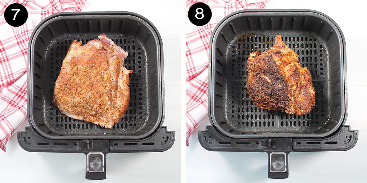 Air frying pork roast steps.