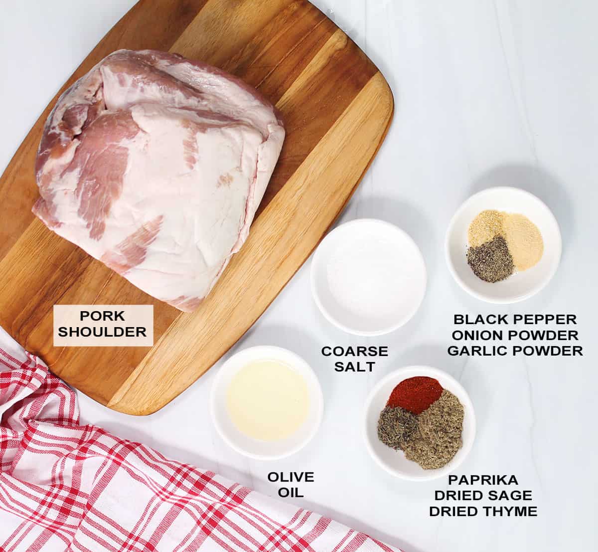 Air fry pork shoulder ingredients.