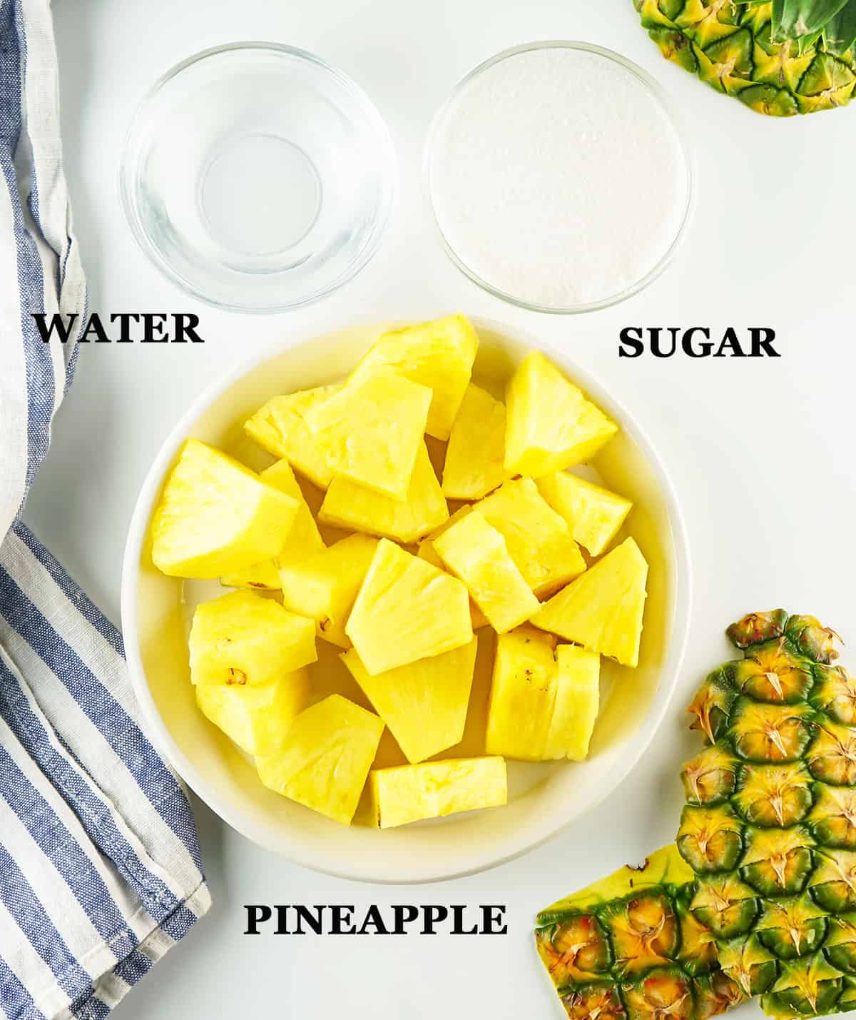 Ingredients for pineapple aguas frescas.