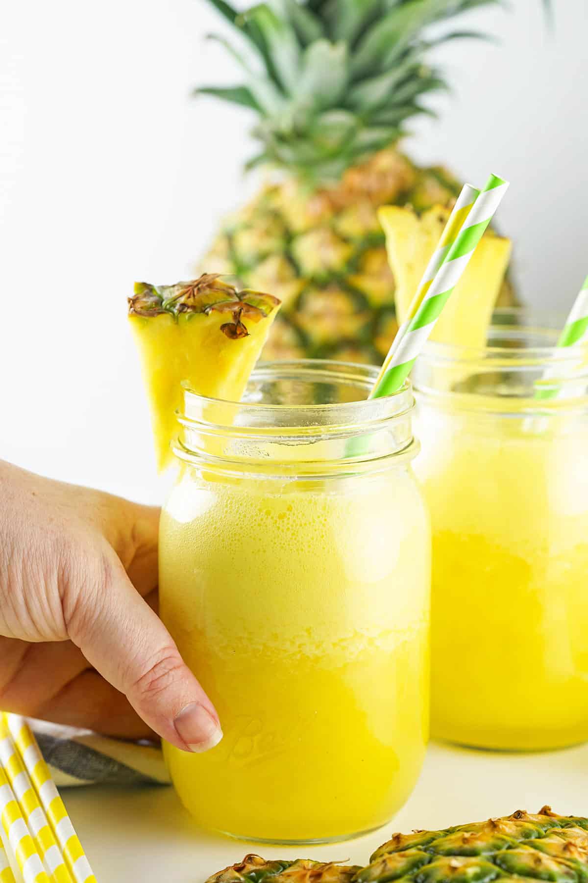 Reaching for pineapple agua fresca.