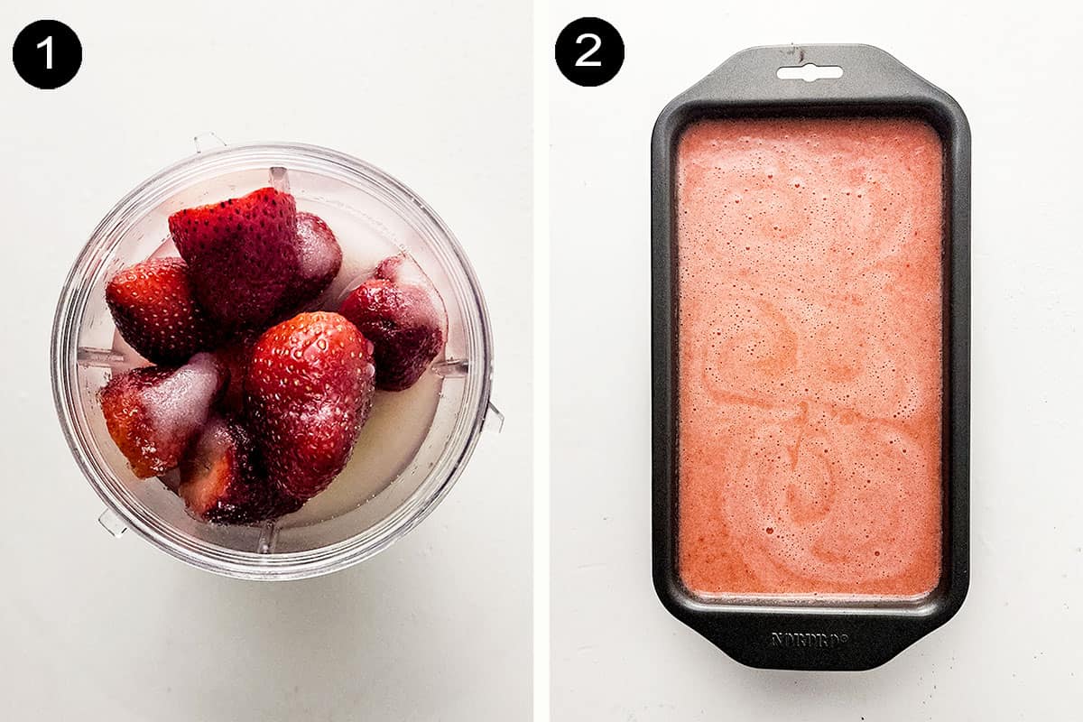 Steps to make strawberry lemonade sorbet recipe.