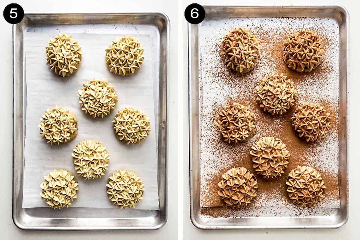 Steps to decorate cookies with mascarpone frosting.