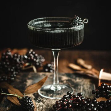 Black Martini with blackberries.