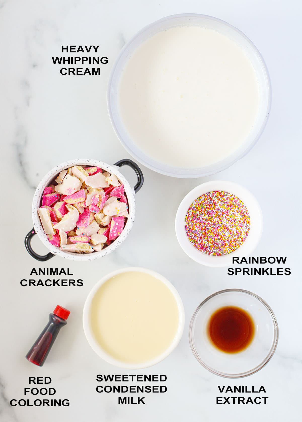 No churn animal cookies ice cream ingredients.