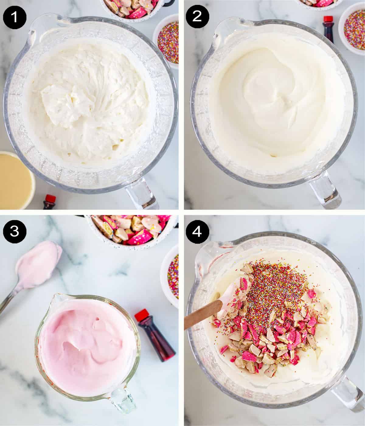 Prep steps to make circus cookies ice cream.
