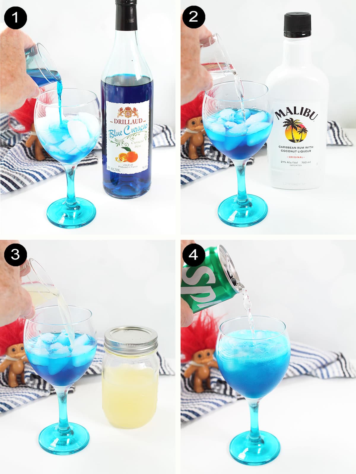 Prep steps for Smurf drink.
