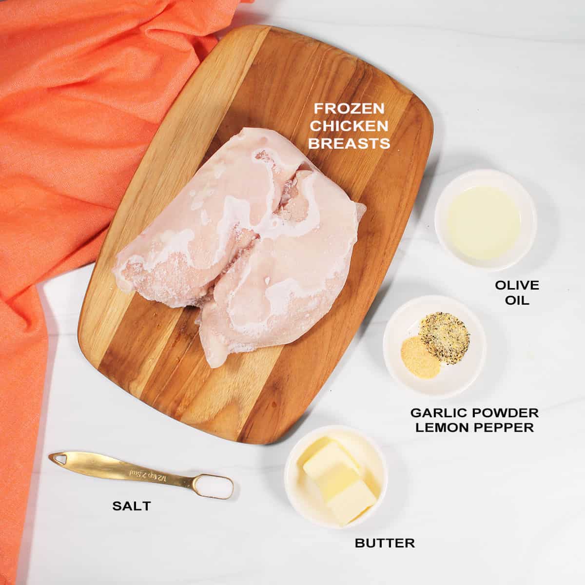 Ingredients for frozen chicken breast in air fryer.
