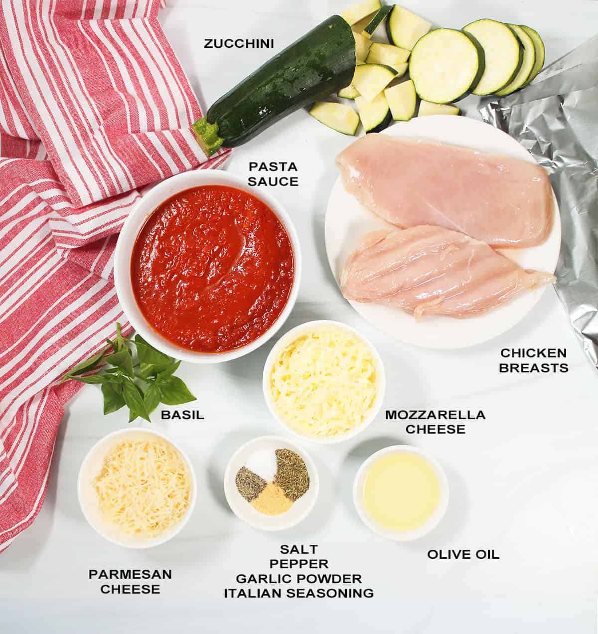 Ingredients for air fryer chicken foil packets.
