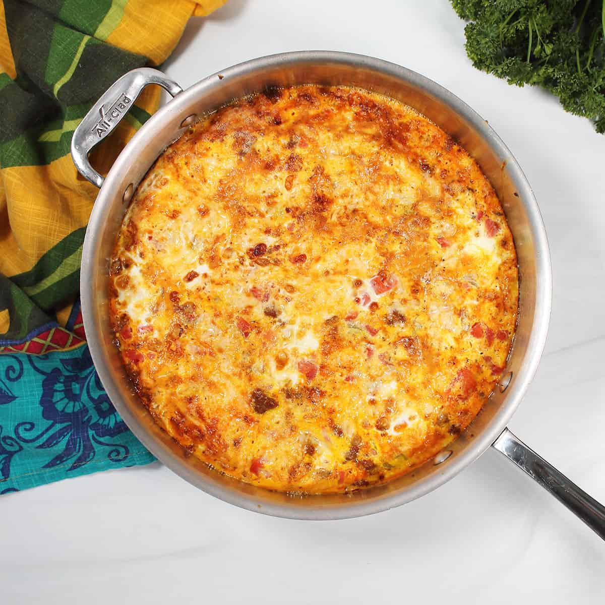 Chorizo Frittata in skillet.