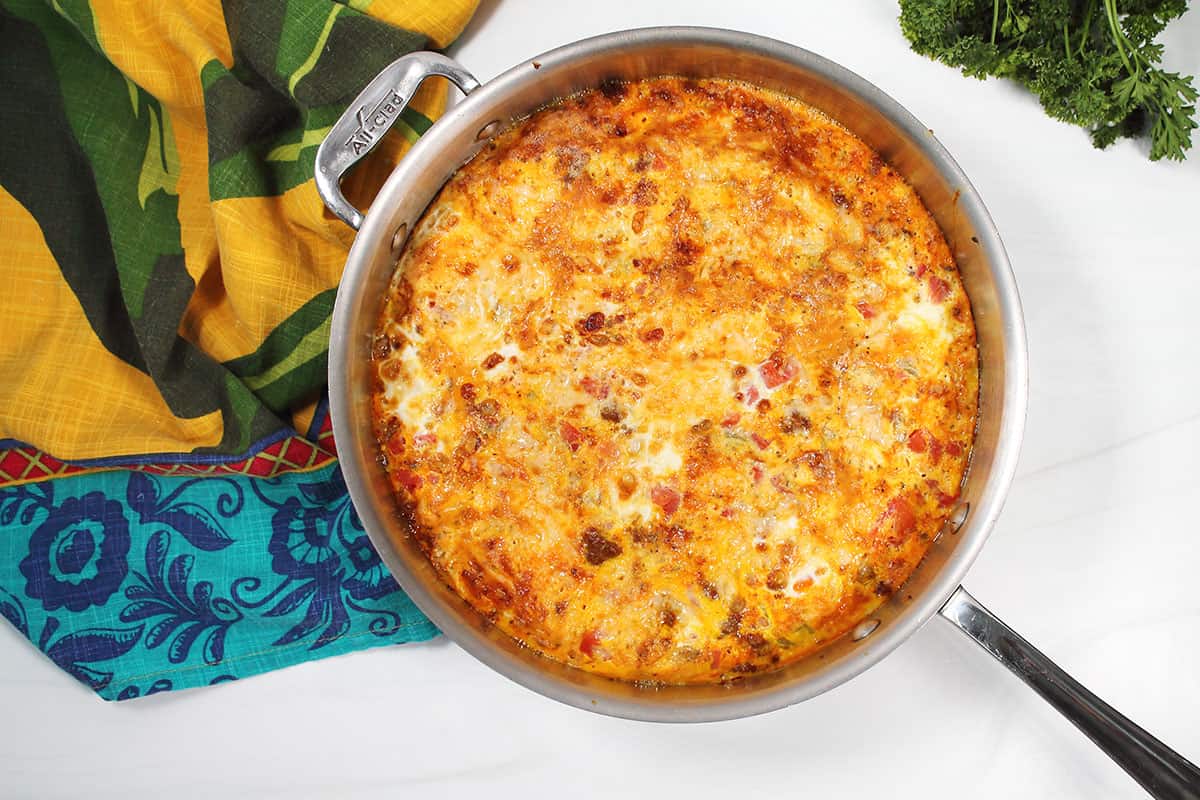 Overhead of baked frittata.