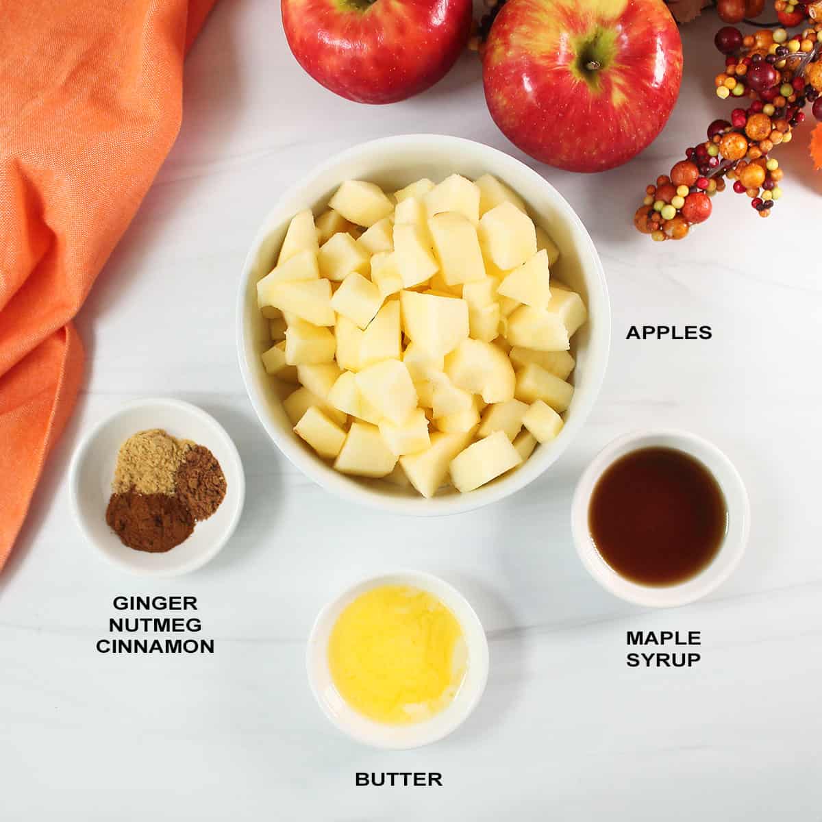 Ingredients for air fryer apples.