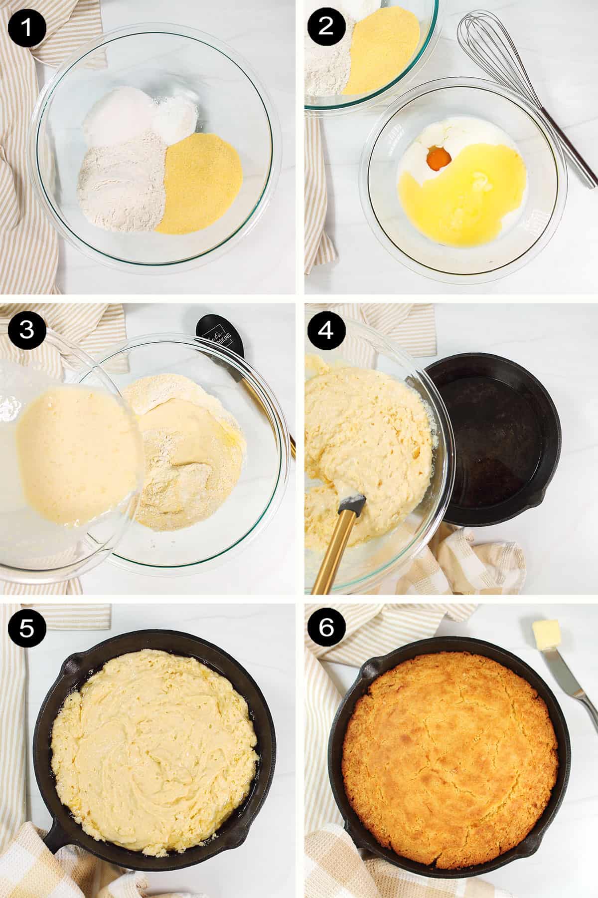 How to make cornbread in a cast iron skillet.