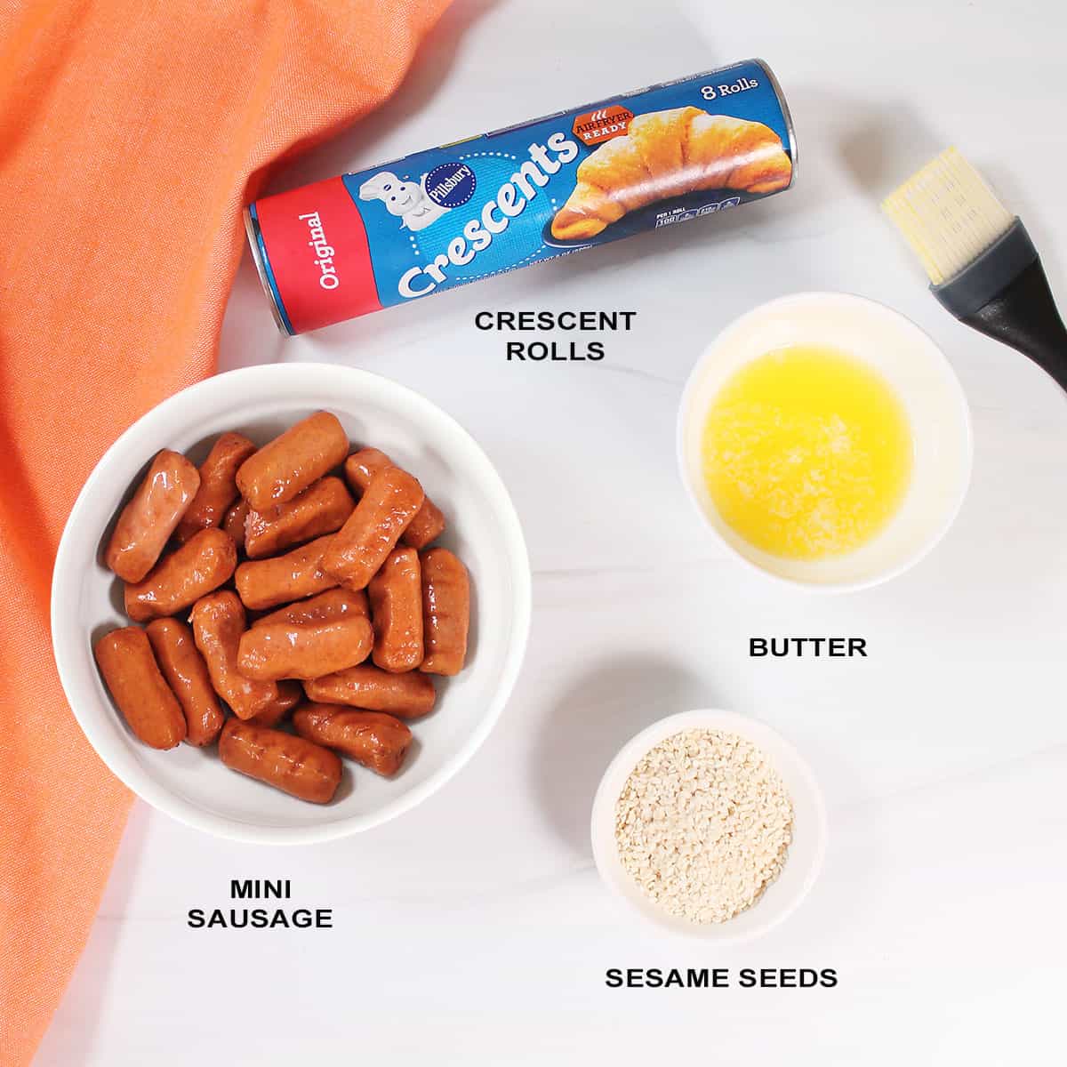 Ingredients for easy pigs in a blanket in the air fryer.