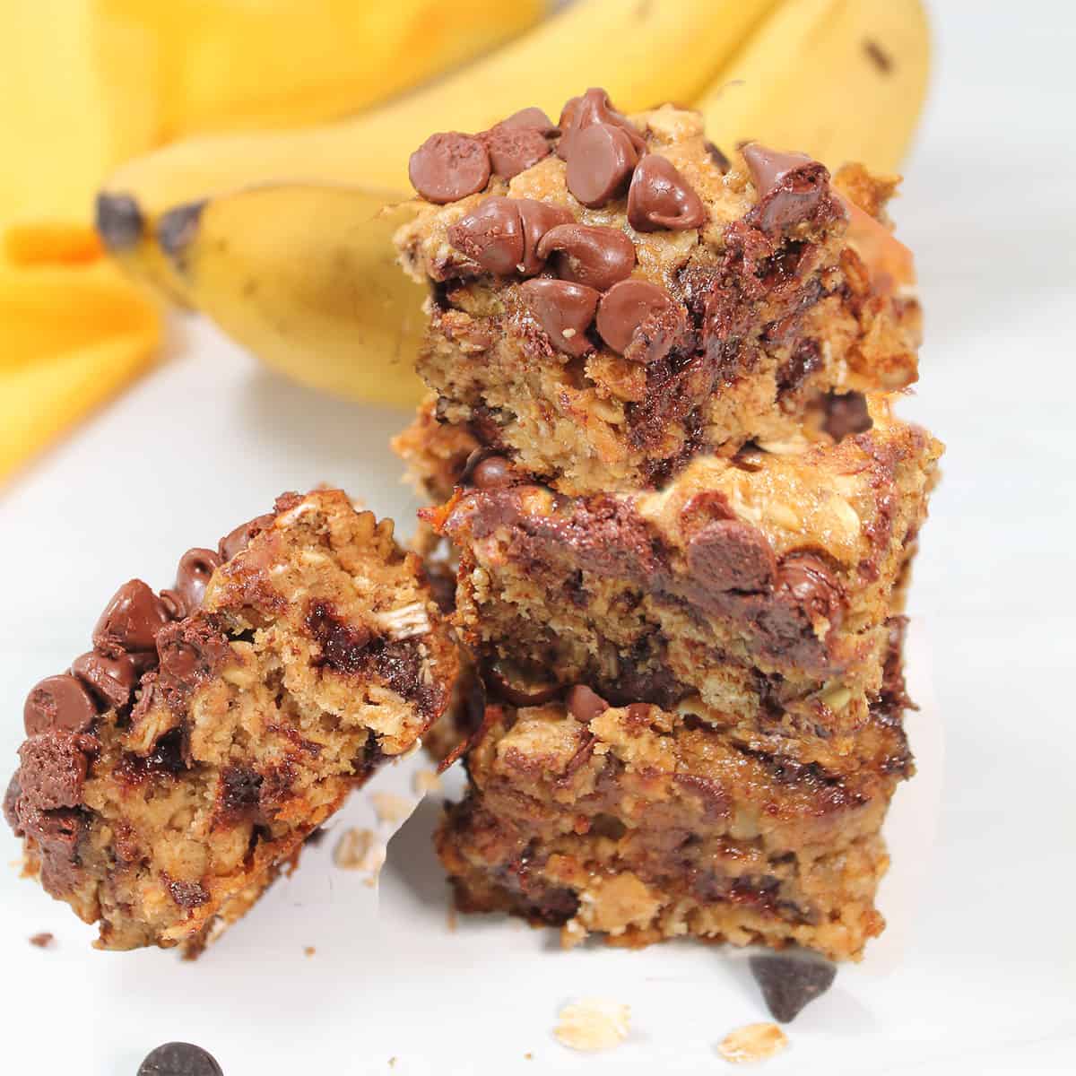 Stacked Banana Oatmeal Chocolate Chip Bars.