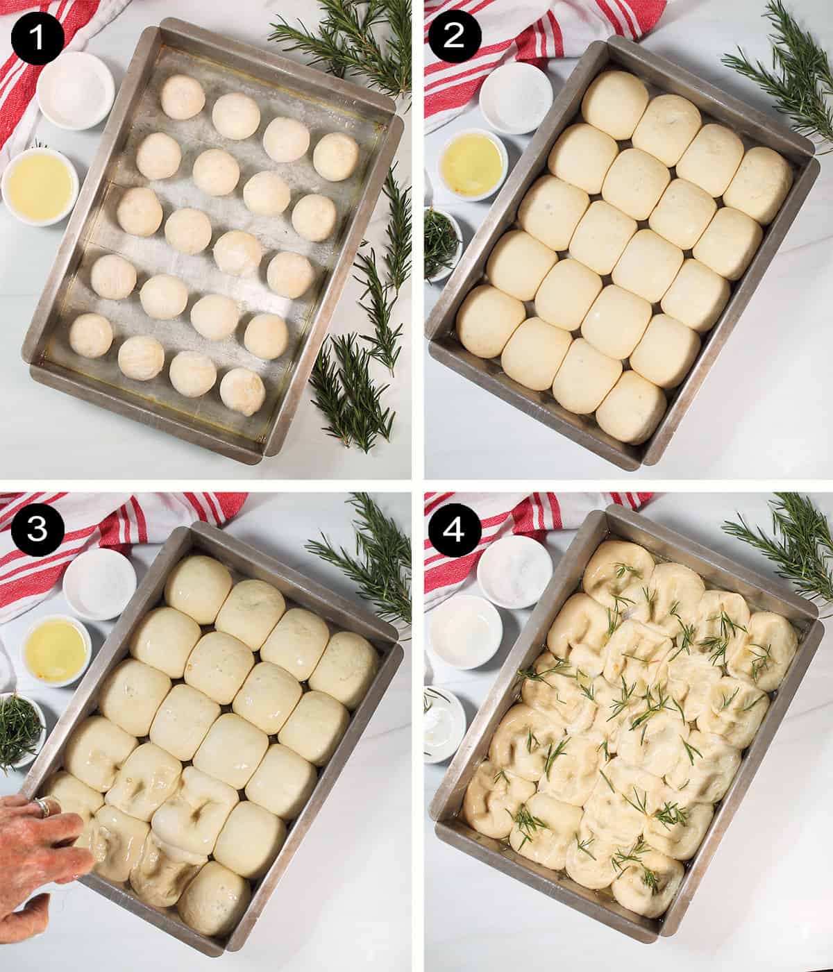 Steps to make easy focaccia bread.