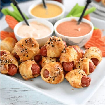 Pigs in a Blanket with 3 sauces.