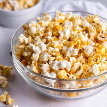 Sweet and salted popcorn in bowl.