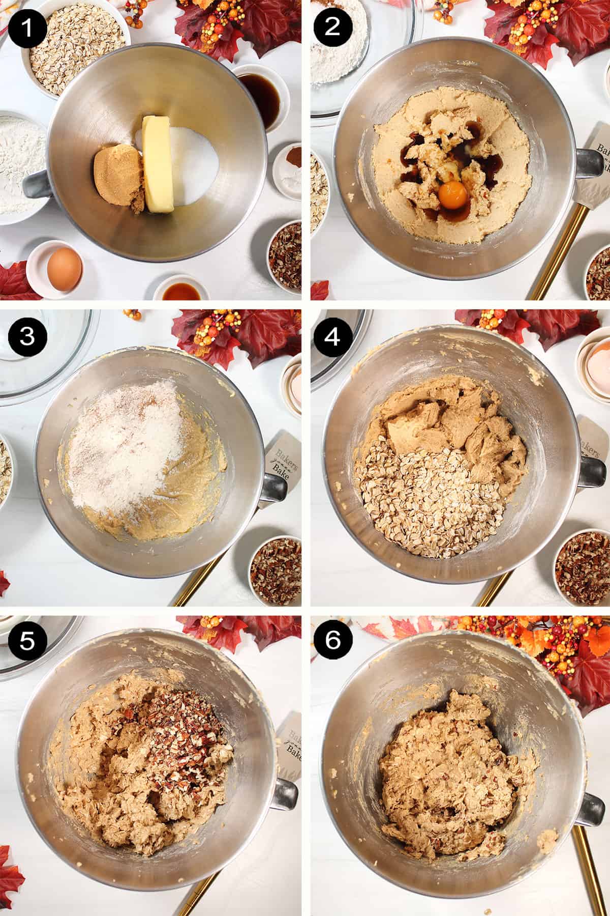 Prep steps to make oatmeal cookies with maple syrup.