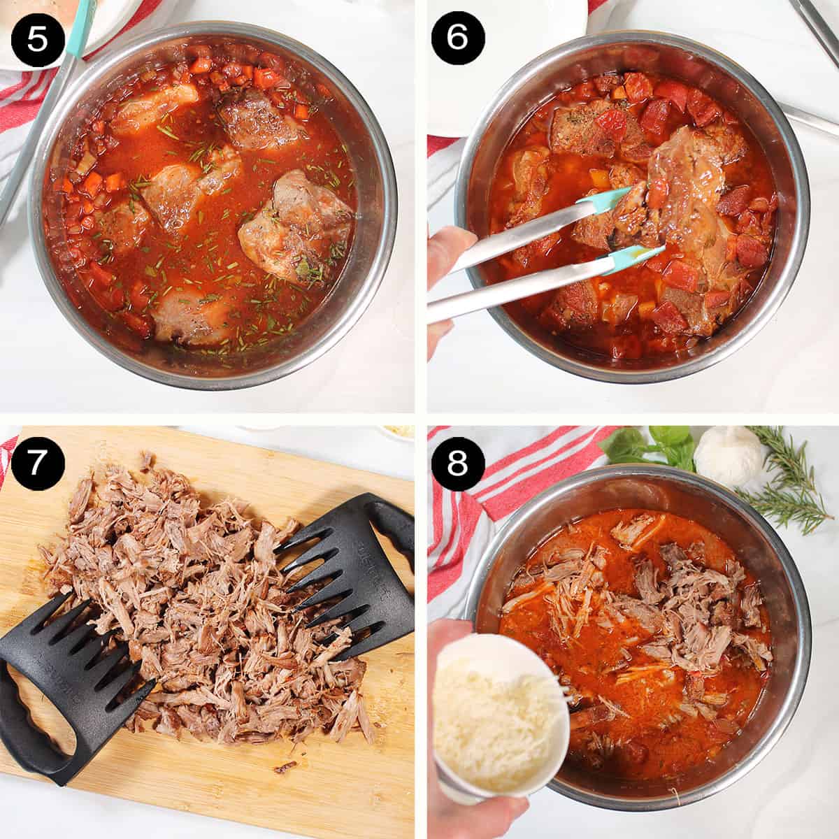 Finishing steps to make ragu in the instant pot.
