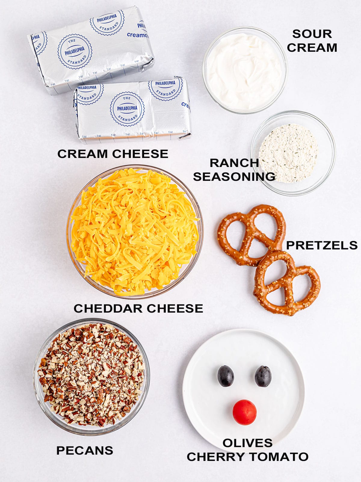 Ingredients for Christmas cheese ball.