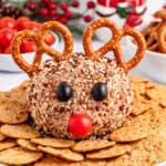 Christmas Cheese Ball with santa in back.