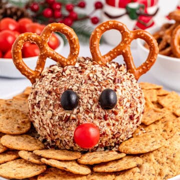 Christmas Cheese Ball with santa in back.