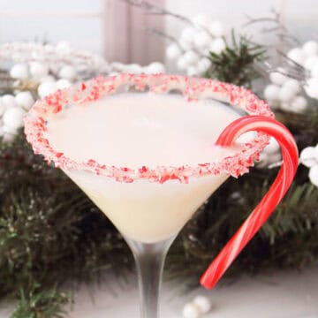 Closeup of Candy Cane Martini.